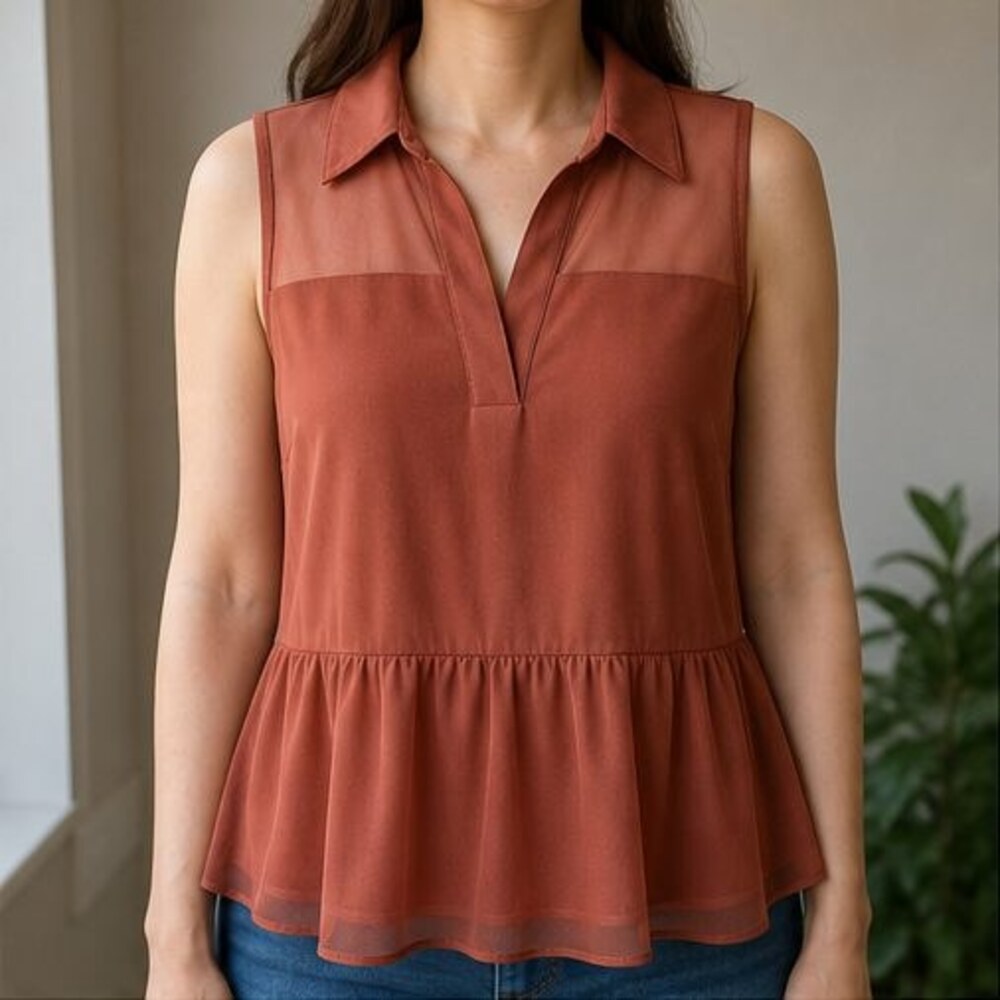 Rust Peplum Top - Picture 2 of 6